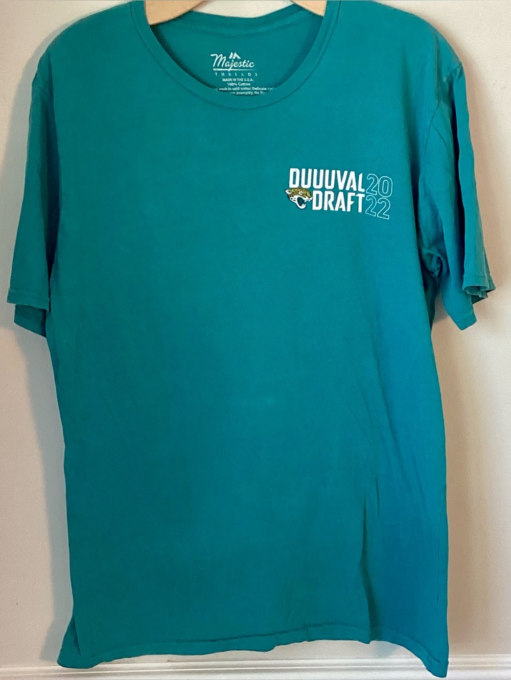 2022 Duuuval Jacksonville Jaguars Draft Teal Fan T-Shirt Unisex L Made in USA